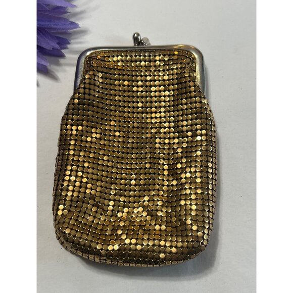 Whiting & Davis Vintage Gold Mesh Kiss Lock Pouch 3.5" x 5.5" - Picture 5 of 8